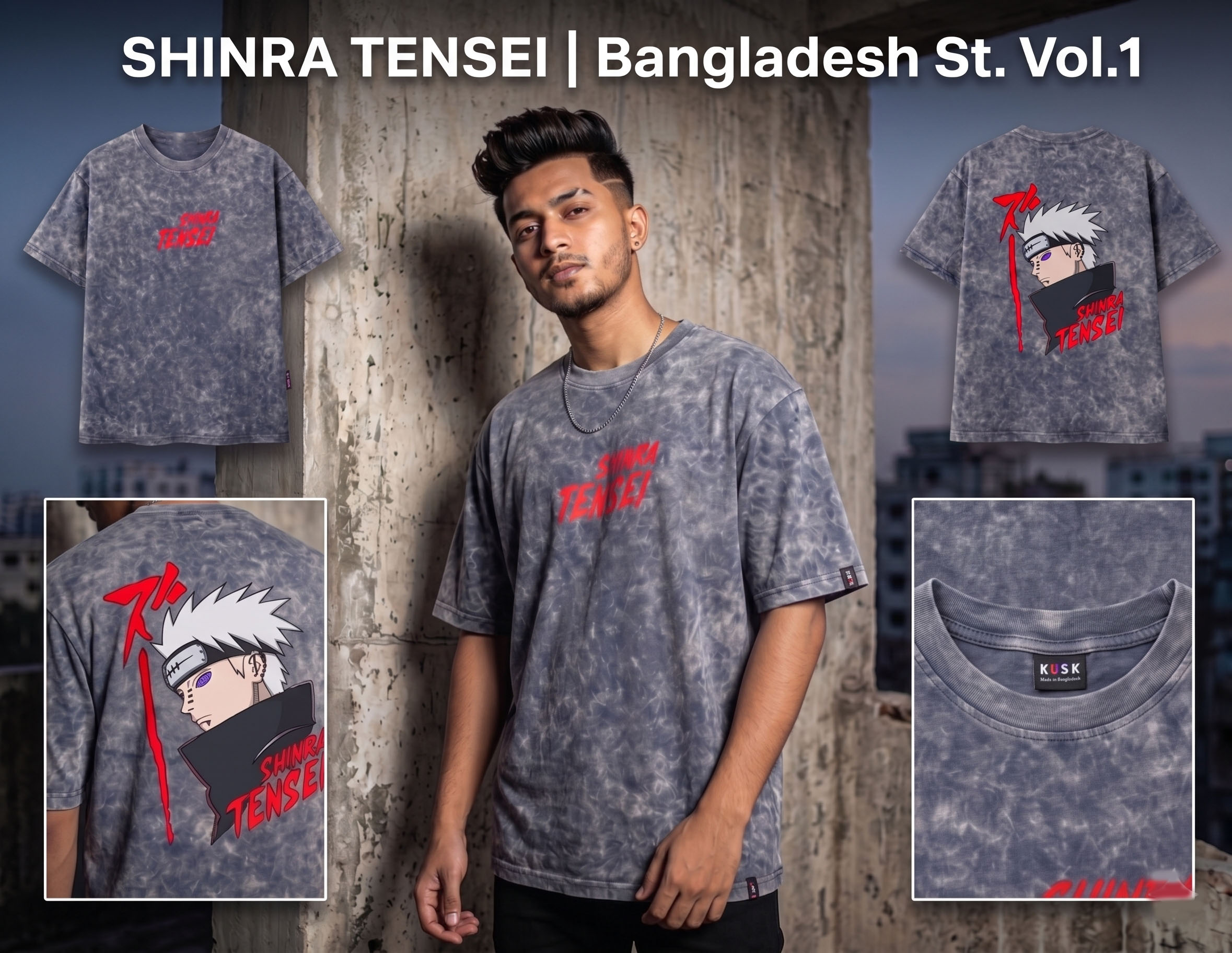 🔥 Acid Wash Drop Shoulder T-Shirt